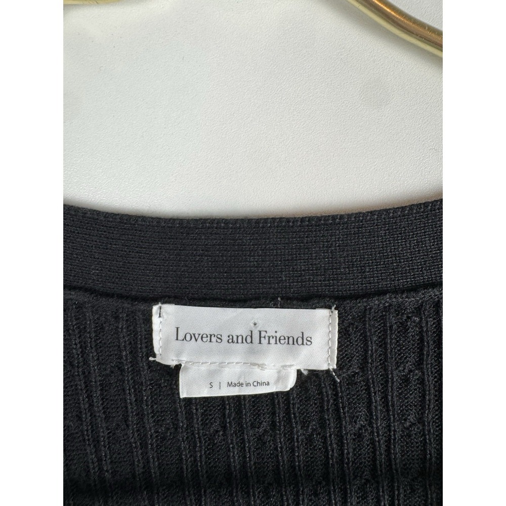 Lovers + Friends Black Knit Short Sleeve Cardigan Mini Bella Dress Sz Small - Picture 4 of 8